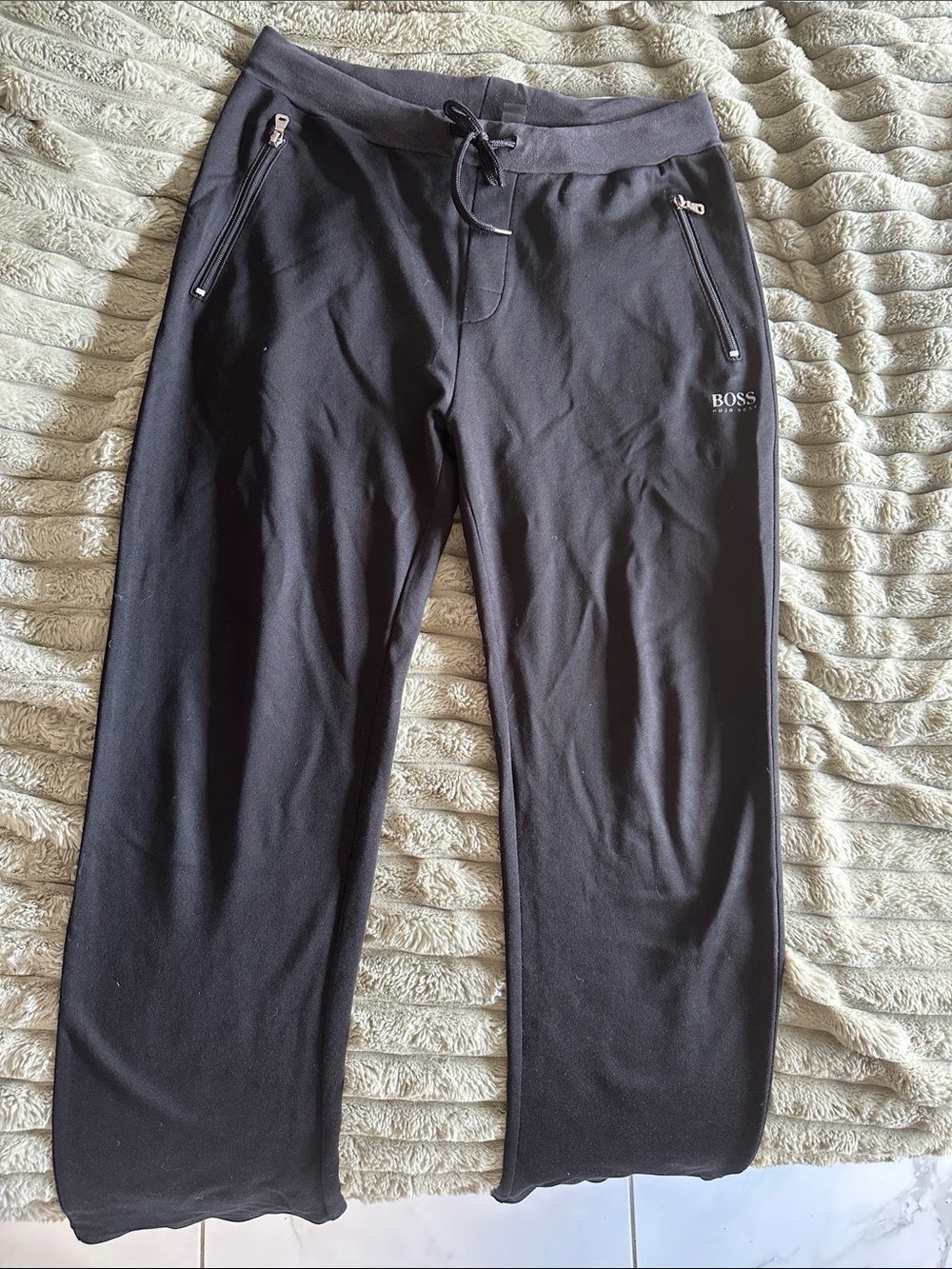 HUGO BOSS Men's Black Drawstring Track Pants w/ Zipper Pockets - Like New Size M